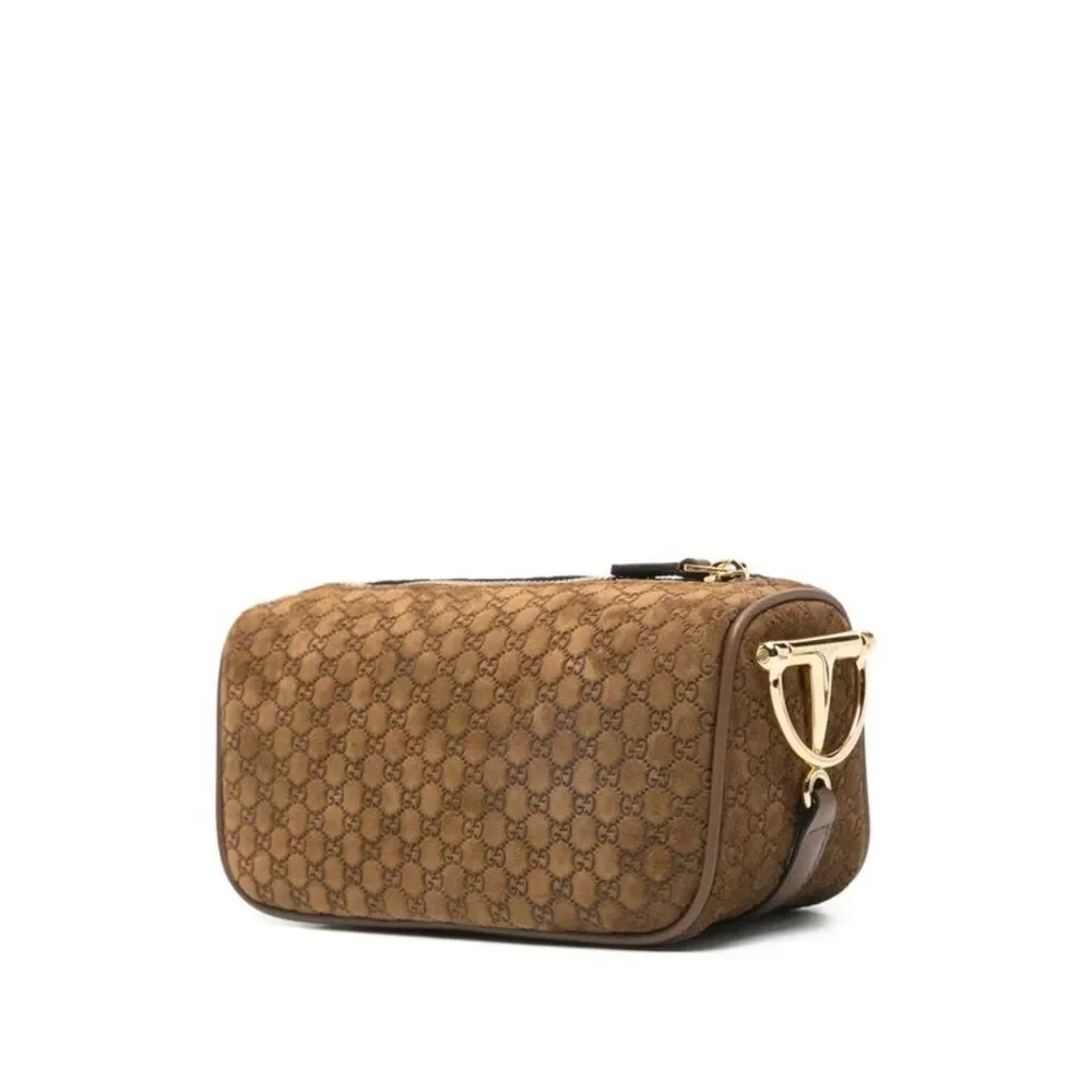 Gucci Brown GG Suede Crossbody Clutch - Picture 4 of 5